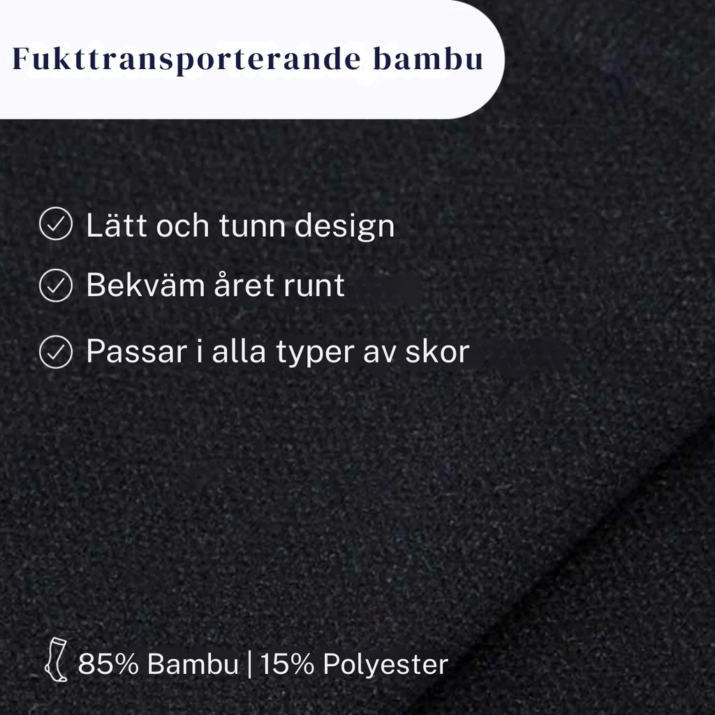 Kompressionsstrumpa i bambu, 8-15mmHg, Svart